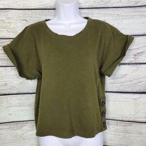Banana Republic Olive Green Short Sleeve Button Accent Top – Size S